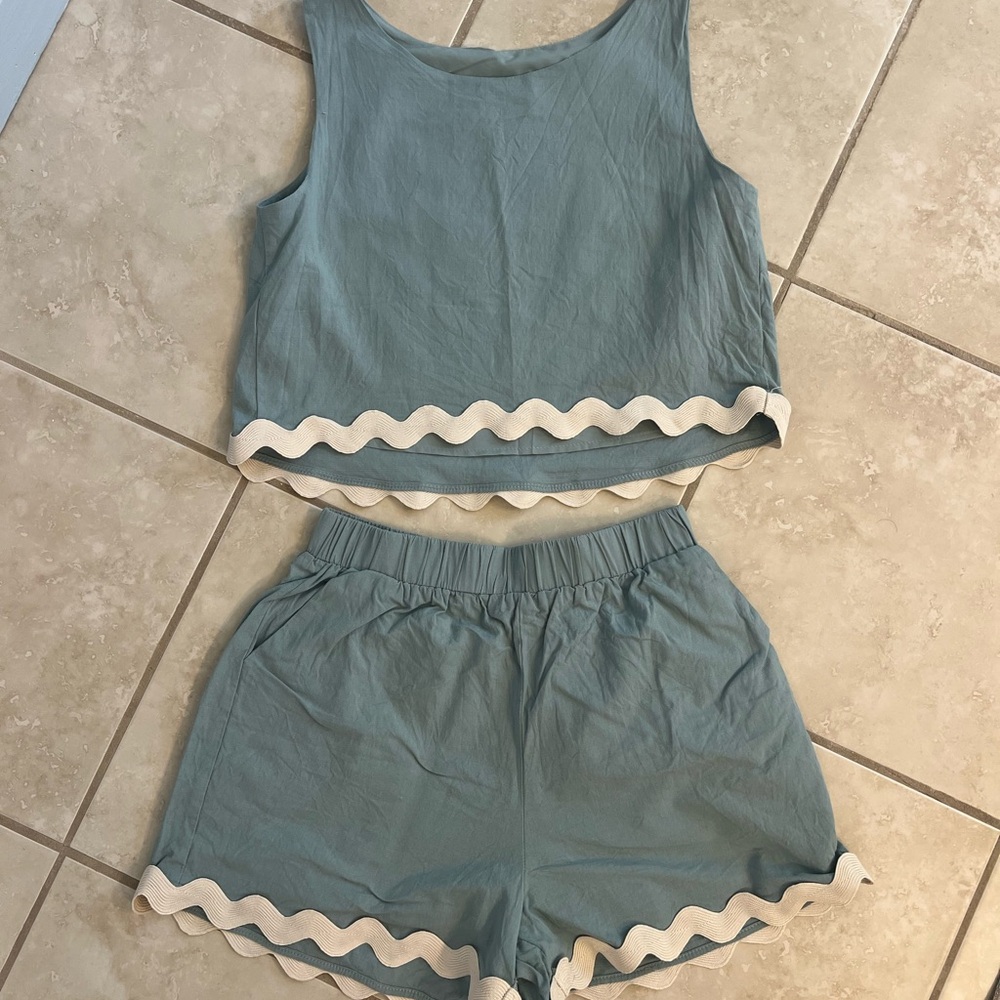 Blue Women's Shorts with White Trim